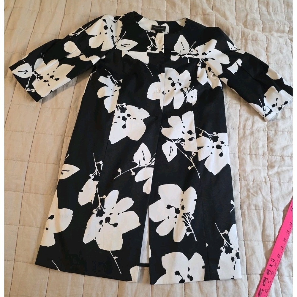 Focus 2000 Women's Black White Floral Career Jacket‎ Blazer 4